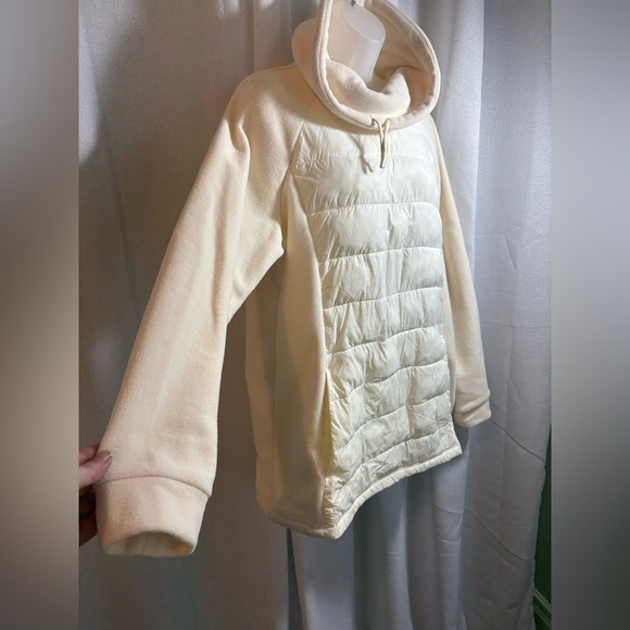 Lands’ End Fleece Cowl Neck Pullover‎ Ivory XL Plus Size 18 EUC Primaloft 0430 - Picture 6 of 13